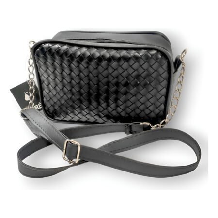 Cartera Bandolera Cadenas Matelasse Negro Liso Níquel